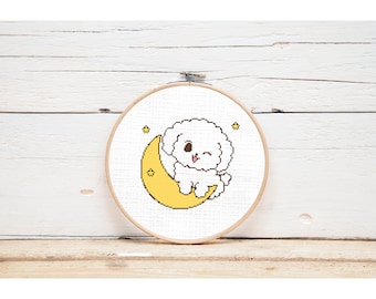 bichon cross stitch pattern, funny cross stitch pattern, cross stitch PDF, Modern counted cross stitch chart