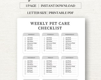 Dog Care Printable Planner | Dog Care Tracker | Puppy Feeding Schedule | Pet Chores Chart | Cute Kids Chores Chart