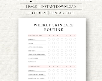 Skincare Routine Checklist | Skincare Routine | Skincare Planner | Clear Skin Planner