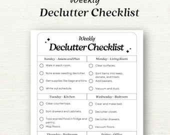Weekly Declutter Checklist | Declutter Checklist | Organize Checklist | Declutter Checklist 2024