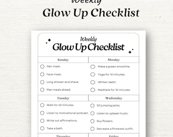 Weekly Glow Up Checklist | Glowup Checklist | Glow Up Checklist | Glow Up Checklist 2024