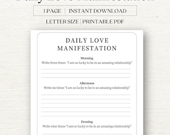 Love Manifestation Checklist | 369 Method | Law of Attraction Journal | Love Manifestation Method