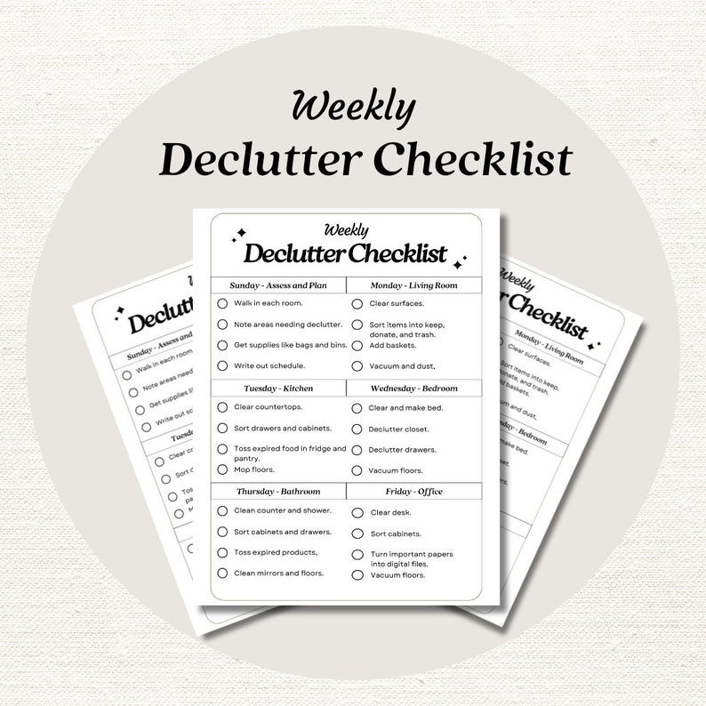 Weekly Declutter Weekly Declutter Checklist | Declutter Checklist | Organize Checklist ...