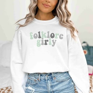 folklore girly t/s inspired crewneck sweatshirt, eras tour outfit, gift for her, holiday birthday gift, music lover merch