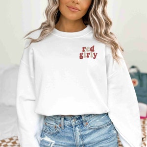 red (small) tv girly t/s inspired crewneck sweatshirt, eras tour outfit, gift for her, holiday birthday gift, music lover merch