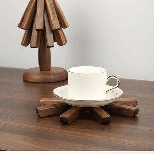 1pc Wooden Coaster Cute Hexagon Beech Wood Drink Coaster Cup Mats
