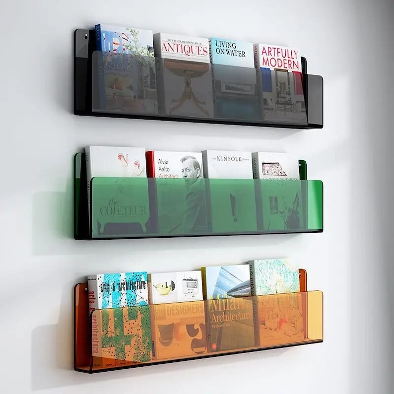 Acrylic Book Wall Holder Wall Mounted Magazine Rack Floating Bookshelf