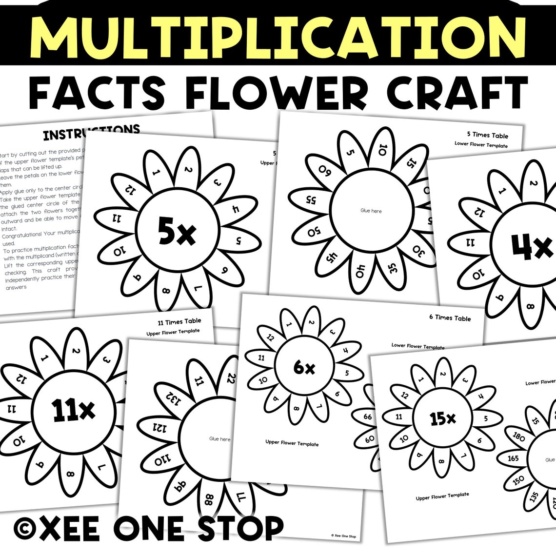 Multiplication Tables Practice Flower Craft 1 to 16 - Etsy