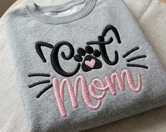 Diseño de bordado "Mamá de gatos", huella de patita de gatito, bordado a máquina para amantes de las mascotas (descarga digital)