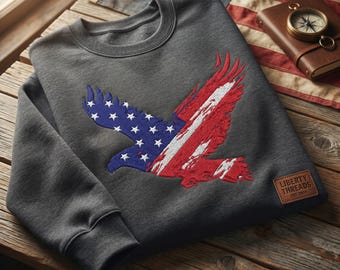Amerikanische Flagge Adler Stickerei Design Vaterländisch Distressed Maschinenstickerei Download Unabhängigkeitsfeier Bekleidung Dekorationen