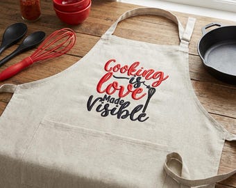 Diseño de bordado a máquina "Cocinar es amar", archivo digital con cita sobre la cocina (4 tamaños)