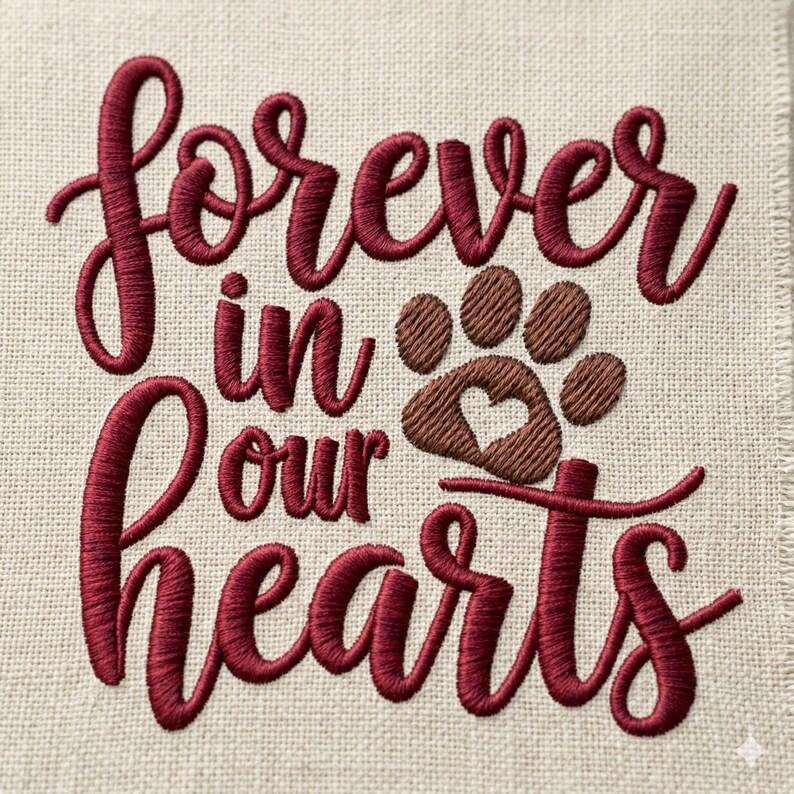Pet Memorial Embroidery Design, Paw Print Heart, Dog Cat Loss Keepsake ...
