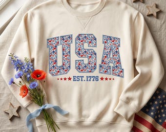 USA Ost 1776 Applikation Stickerei Design Vaterländischen Buchstaben Stickdatei 8 Größen Instant Download