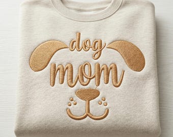 Diseño de bordado "Mamá perruna", cara de cachorro con orejas caídas, archivo para máquina de coser para amantes de las mascotas (descarga digital).