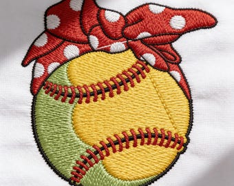Softball mit Polka Dot Bandana Stickdatei