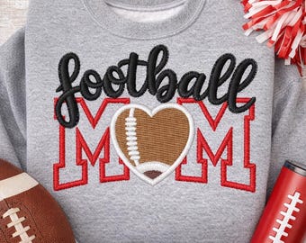 Football Mom Heart Embroidery Design, Game Day Sports Machine File (PES Download)