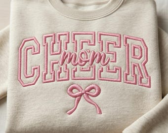 Diseño de bordado de lazo para mamá animadora, descarga para máquina de fotos de mamá deportista universitaria