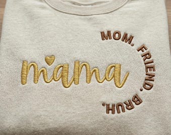 Diseño de bordado "Mamá, Mamá, Amiga, Bruh", cita divertida sobre la maternidad (descarga digital)