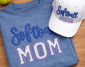 Softball Mom Applikation Stickdatei, Sport Mom Maschinenstickerei Datei (digitaler Download)