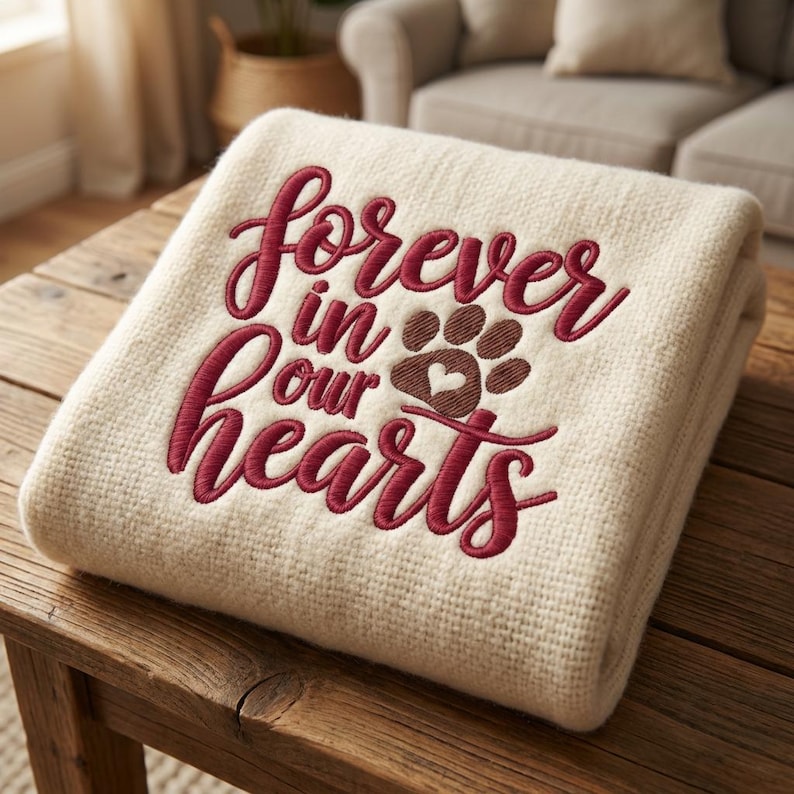 Pet Memorial Embroidery Design, Paw Print Heart, Dog Cat Loss Keepsake ...