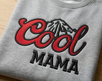 Diseño de bordado para mamá, estilo montaña, ropa moderna para mamás (descarga digital)