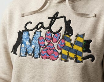 Diseño de bordado patchwork "Mamá Gatuna", archivo para máquina de coser "Amante de los Gatitos" (descarga digital)