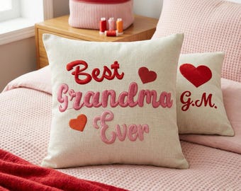 Best Grandma Ever – Maschinenstickerei, wunderliches Herzen-Muster (Digitale Datei)