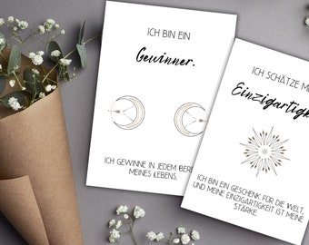 Boho affirmatiekaarten in het Duits | Mindset versterken | Affirmaties om te downloaden | afdrukbare affirmatiekaarten | A4 - A6 - A7 PDF-bestand