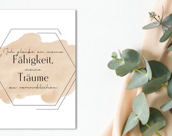 German Affirmation Cards Minimalist | Encouragement Cards | Gratitude Cards | Self-Love Cards | Motivational Cards to download & print