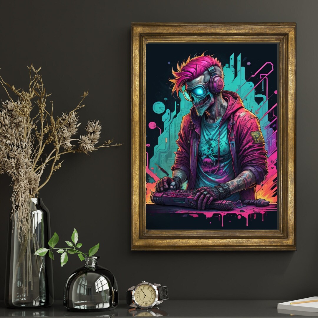 Cyberpunk Zombie Poster Printable Cyberpunk Zombie Wall Art Etsy