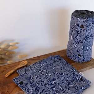Toalhas de papel laváveis 5 ou 10 folhas em algodão oeko-tex.