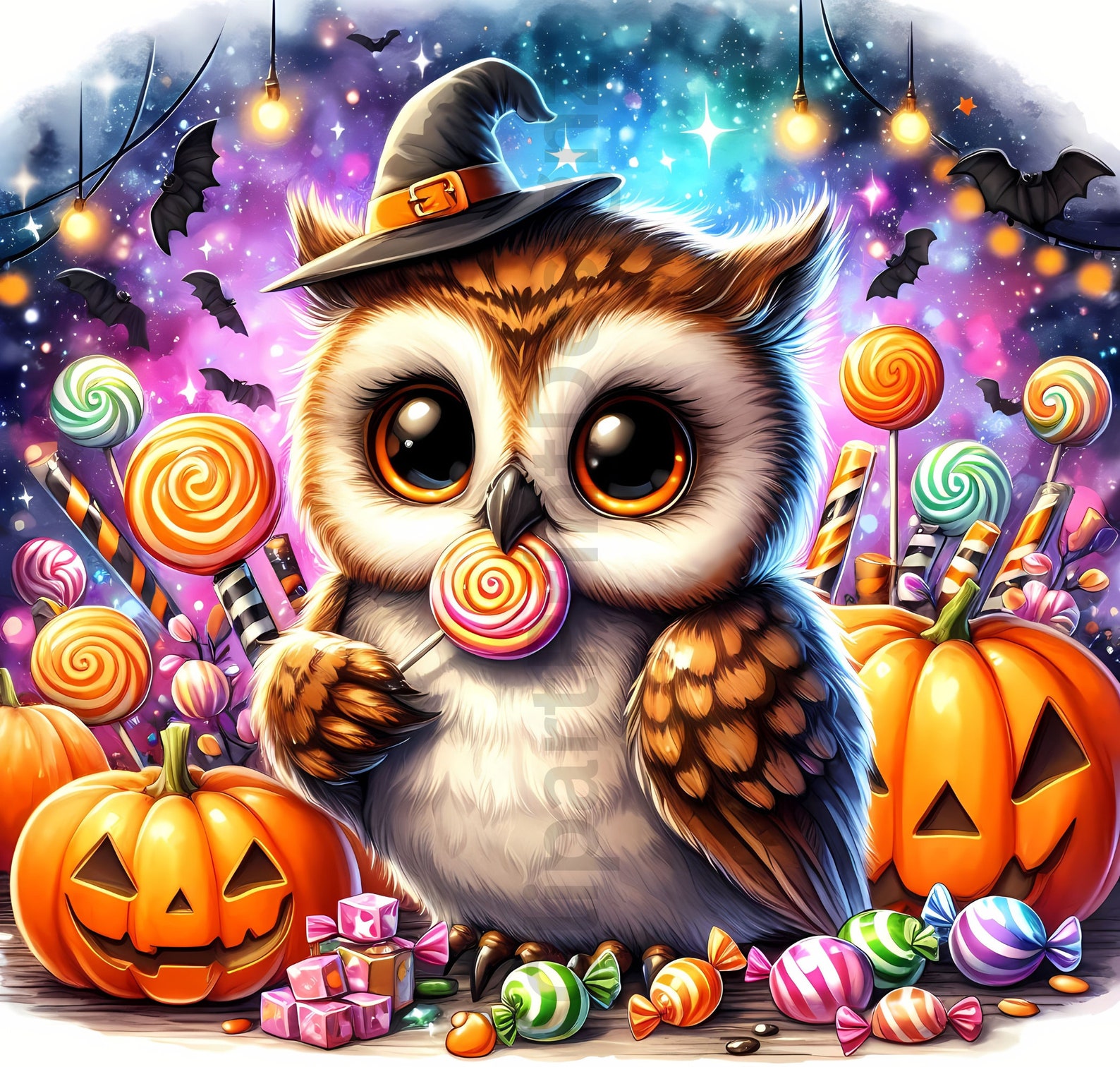 Cute Halloween Owls Clipart Bundle, Watercolor Owl Clip Art Images ...