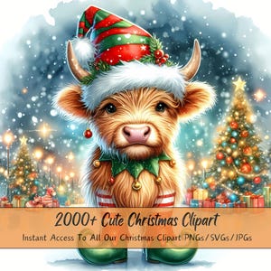 Más de 2000 imágenes prediseñadas navideñas adorables, paquete de megacriaturas, imágenes prediseñadas de animales en acuarela, archivos de figuras de alta calidad, imágenes digitales de animales