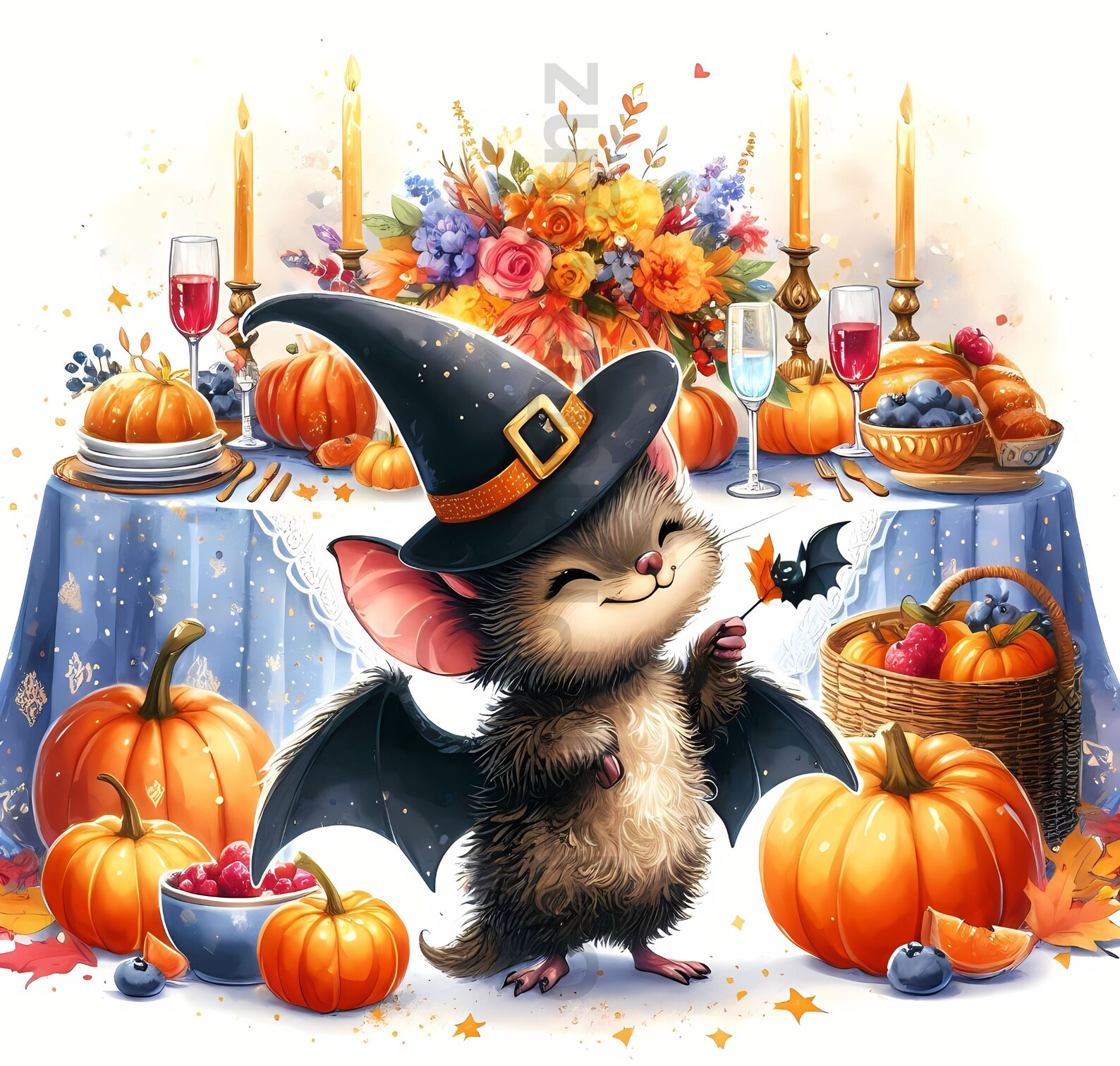 Fall Bat Drawling Cute Fall Bats Clipart Bundle, Watercolor Bat Clip Art Images, High ...