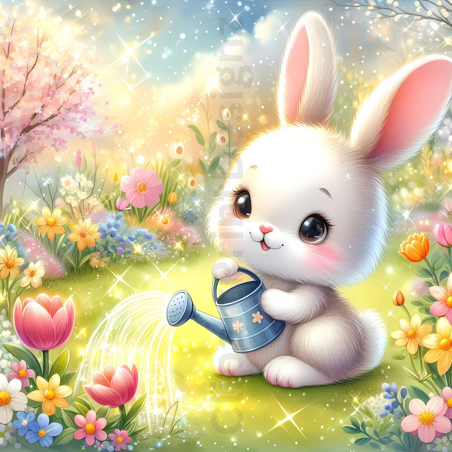 Cute Spring Bunny Clipart Bundle, Watercolor Clip Art Images, 20 High ...