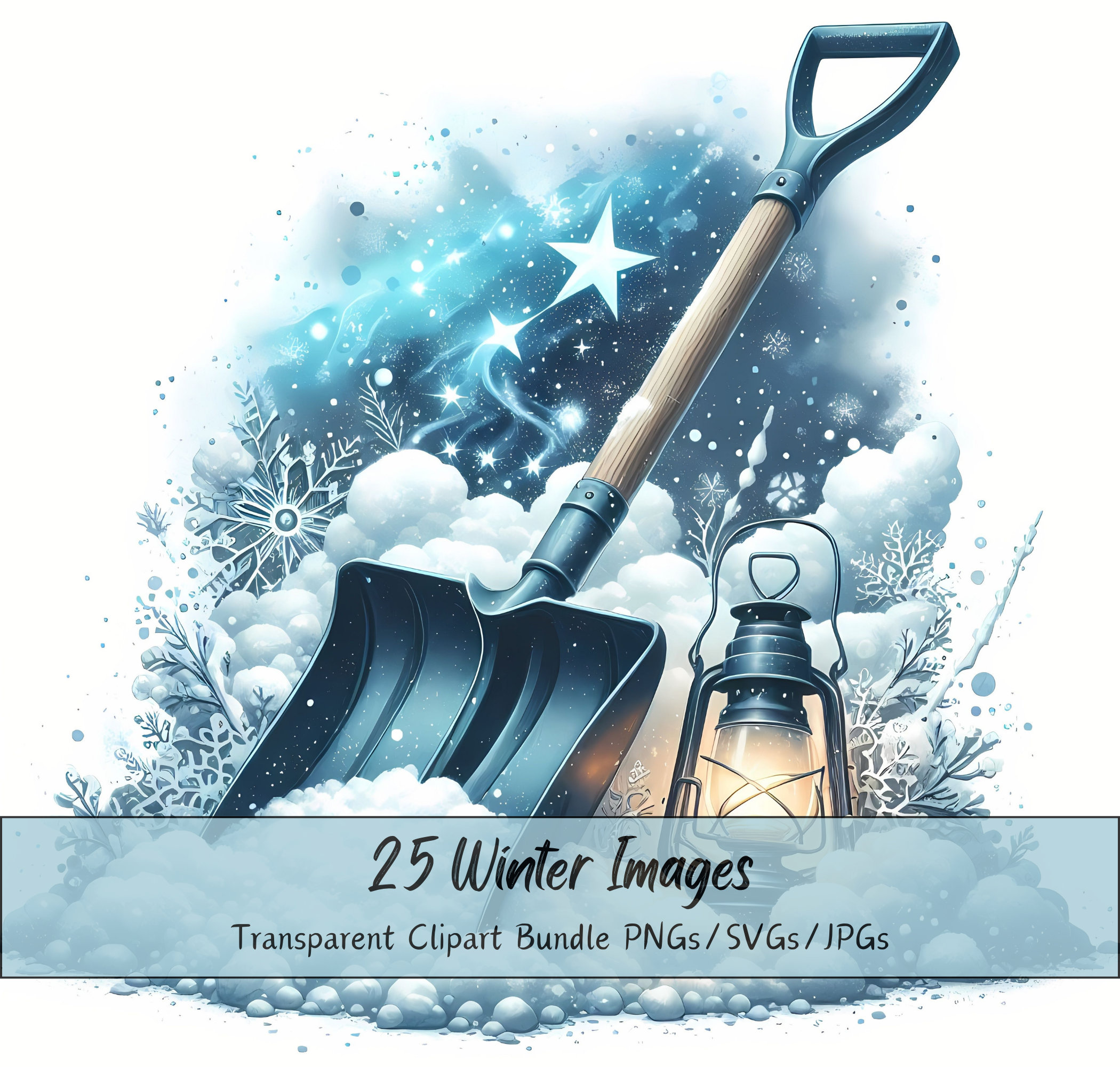 Winter Images Clipart Bundle, Watercolor Clip Art Images, High Quality Generel Files, Digital Snow Days Quotes, Winter Scene, Creatures