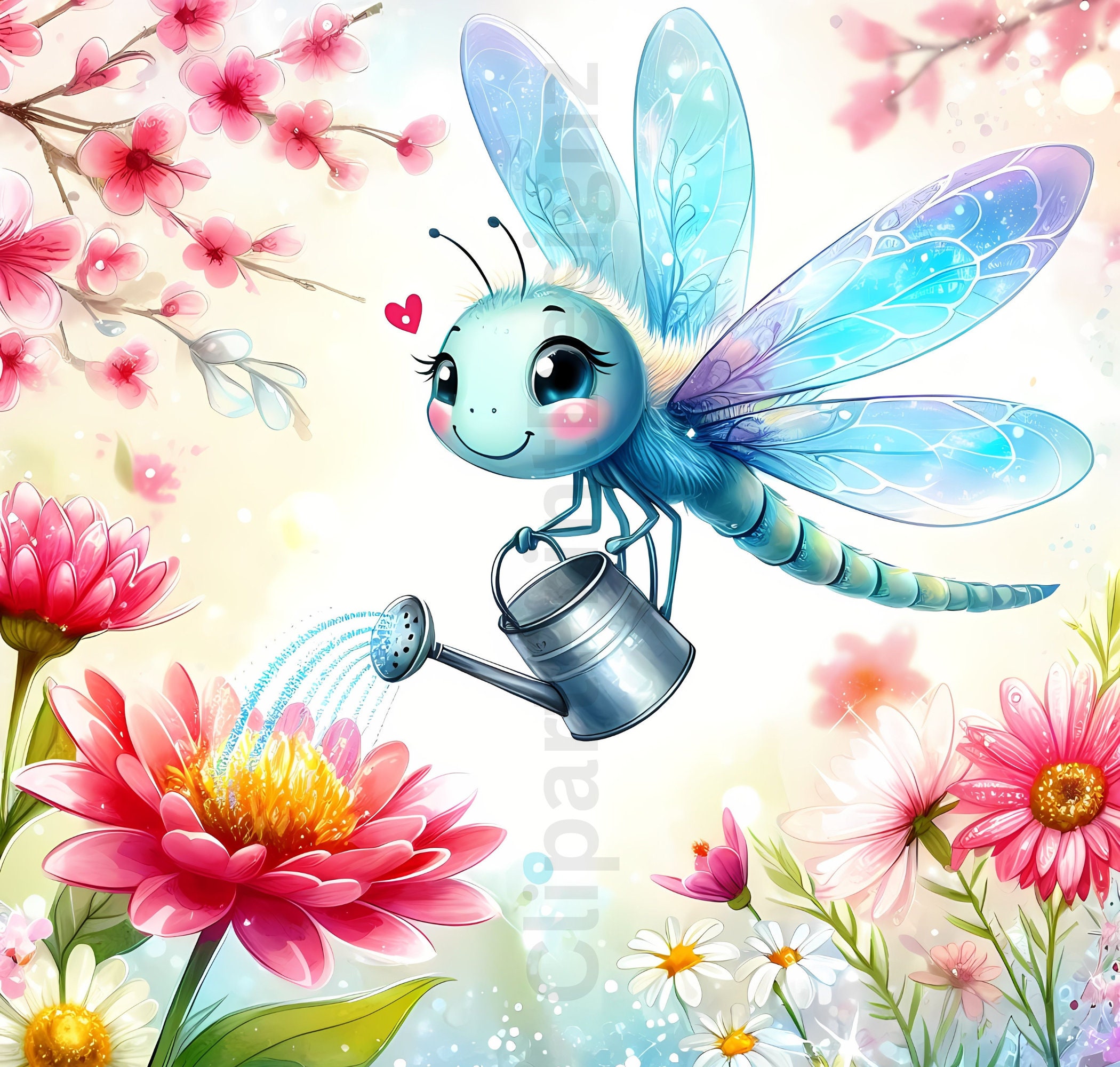 Cute Spring Dragonflies Clipart Bundle, Watercolor Clip Art Images ...