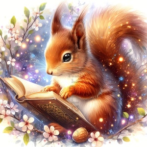 Spring Reading Animal Cute Spring Animals Reading Clipart Bundle, Watercolor Clip Art Images ...