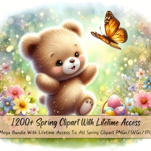 Más de 1200 imágenes prediseñadas de primavera, paquete de animales de primavera mega lindo, imágenes de imágenes prediseñadas de acuarela, archivos de animales de alta calidad, imágenes de toda la sección de primavera
