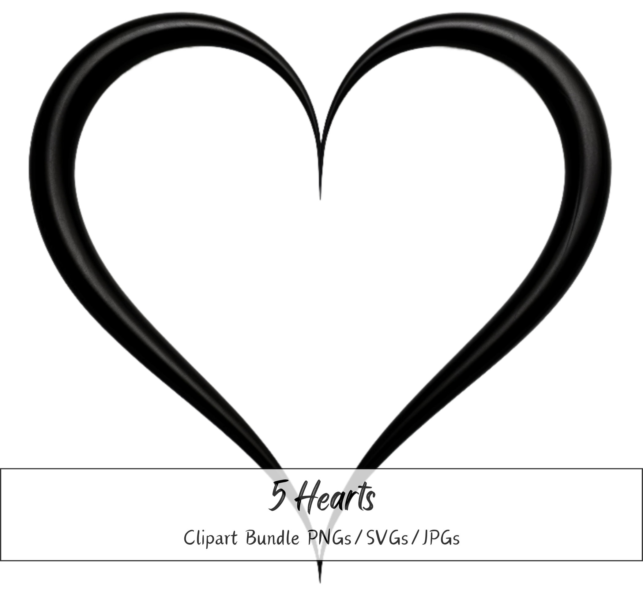 Open Heart Clipart Bundle, 5 300 Dpi Pngs/svgs/jpgs, Commercial