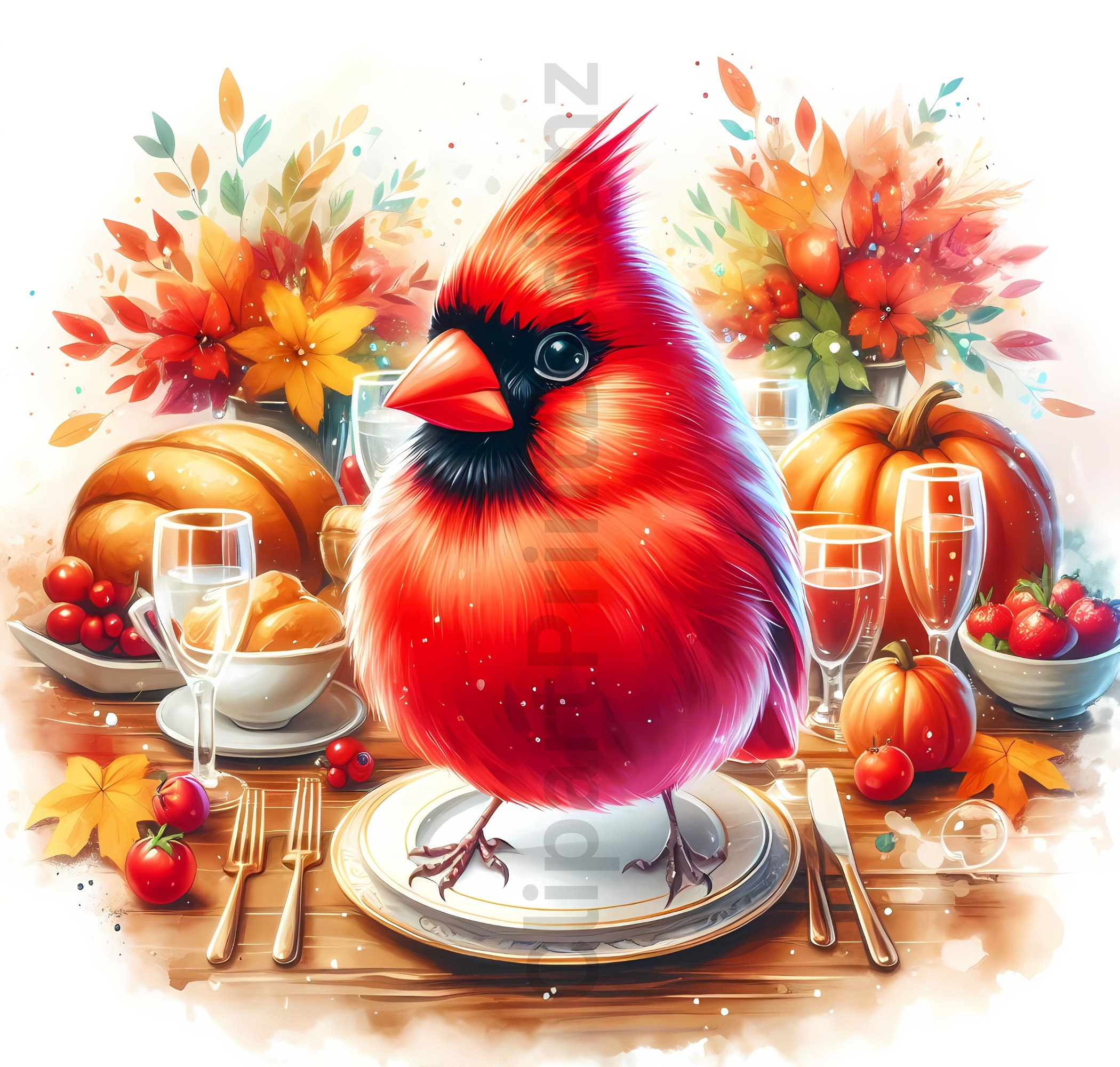 Cute Fall Red Cardinals Clipart Bundle, Watercolor Cardinal Clip Art ...