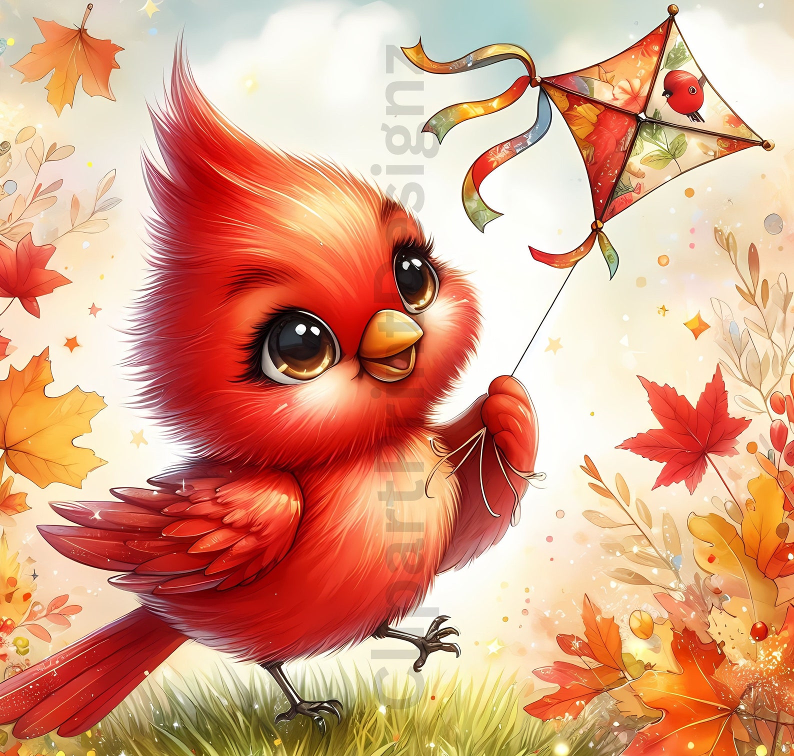 Cute Fall Red Cardinals Clipart Bundle, Watercolor Cardinal Clip Art ...