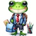 Cute Back to School Frogs Clipart Bundle, Watercolor Frog Clip Art ...