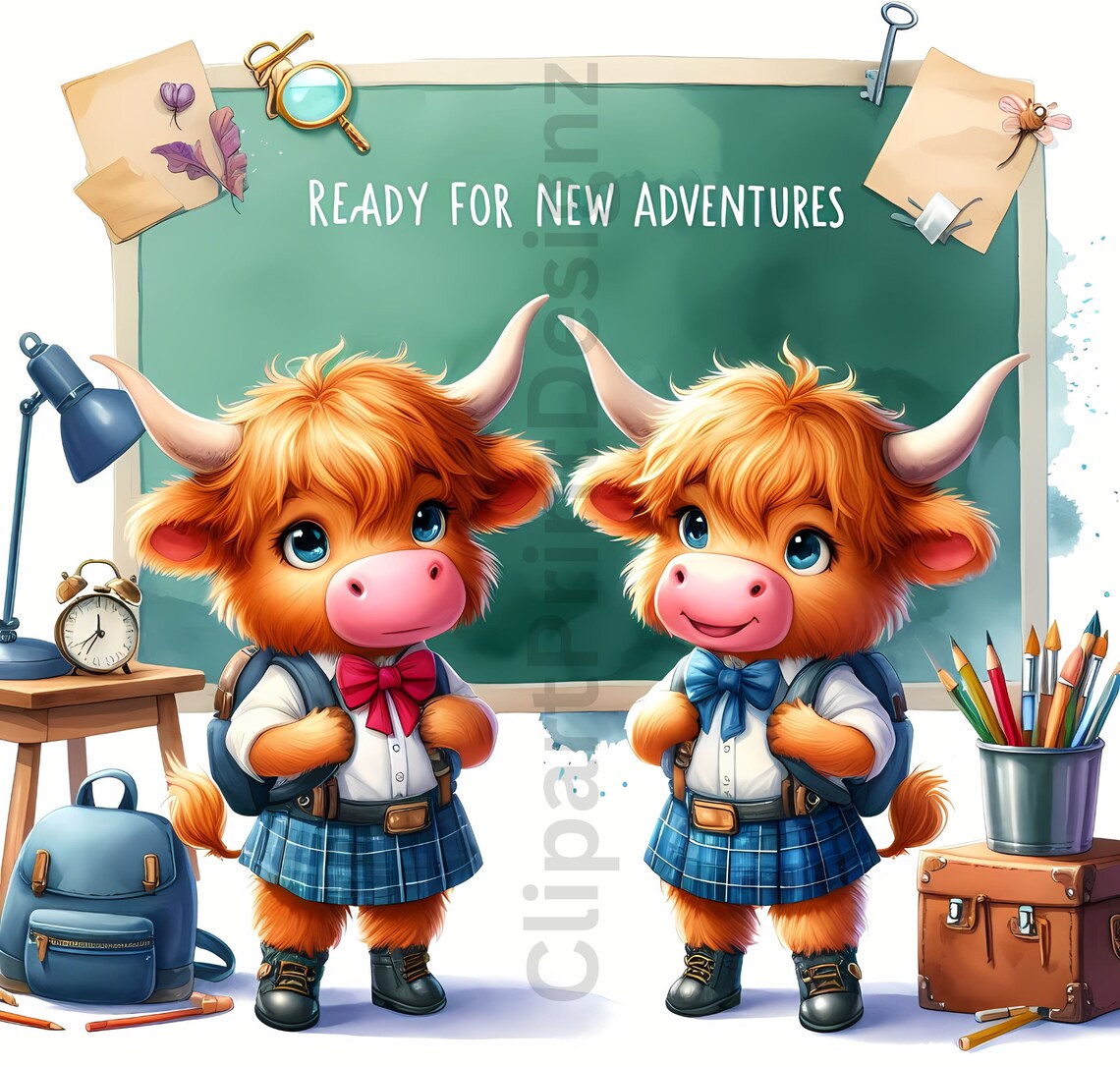 Cute Back to School Animals Clipart Bundle, Watercolor Animal Clip Art ...