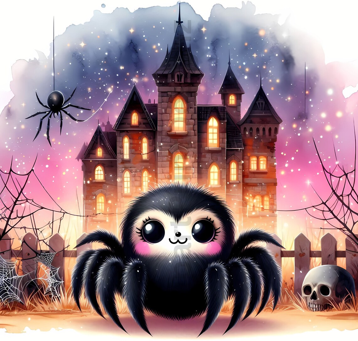 Cute Halloween Spiders Clipart Bundle, Watercolor Spider Clip Art ...