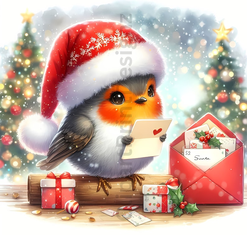 Cute Christmas Robins Clipart Bundle, Xmas Robin Clip Art Images ...