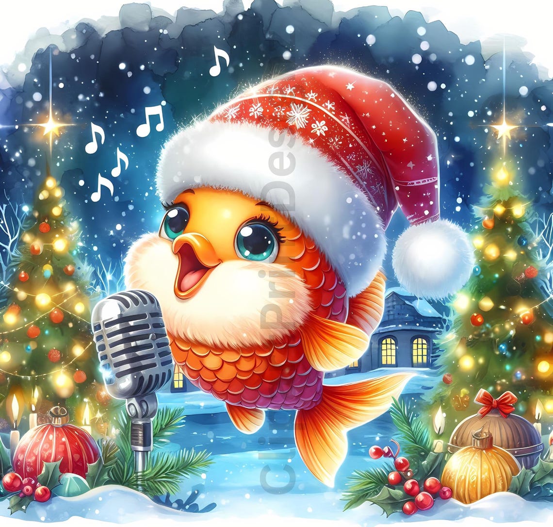 Spring Festive Fish Cute Christmas Fish Clipart Bundle, Xmas Fishes Clip Art Images ...