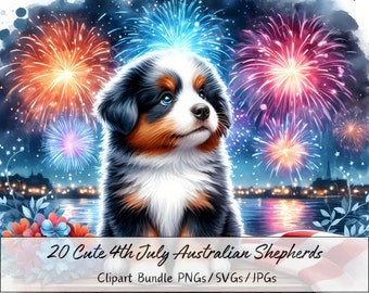 4th July Banners Clipart Bundle, Watercolor Patriotic Happy Files, High