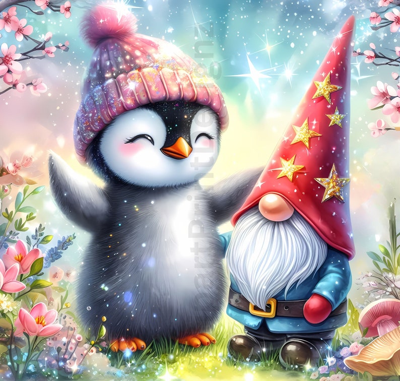 Spring Penguin Red Cute Spring Penguins Clipart Bundle, Watercolor Clip Art Images, High ...