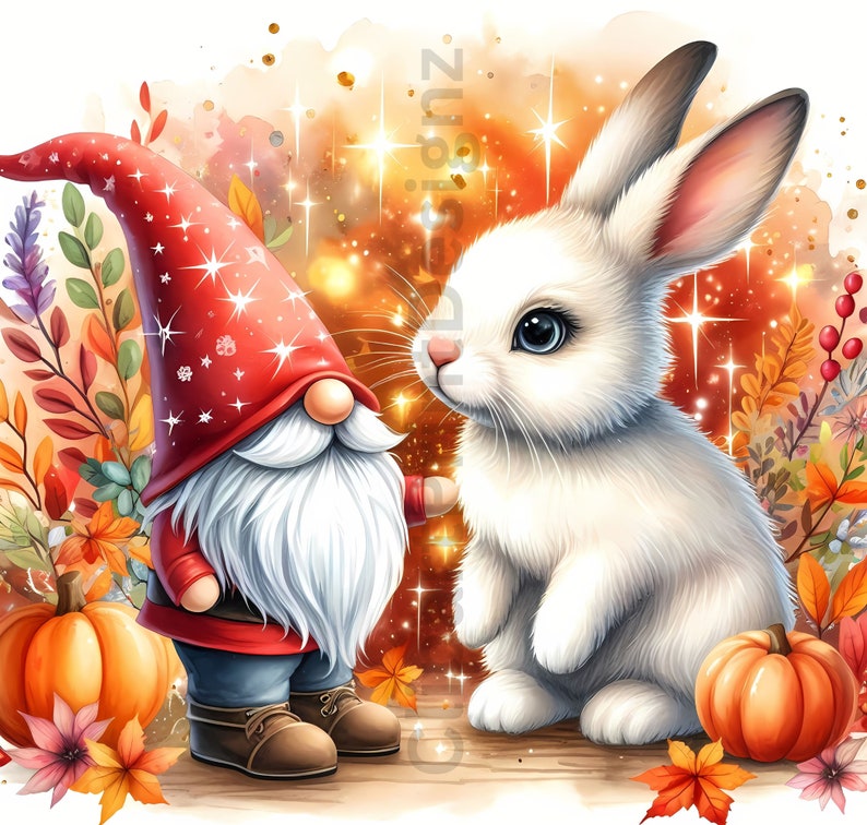 Cute Fall Rabbits Clipart Bundle, Watercolor Autumn Rabbit Clip Art ...